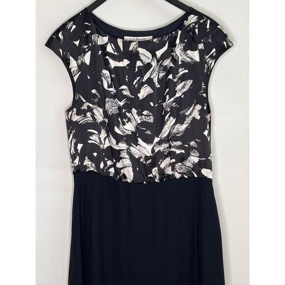L.K. Bennett Silk Floral Cap Sleeve Cocktail Dress Black/White Women's Size 6 - Picture 3 of 12